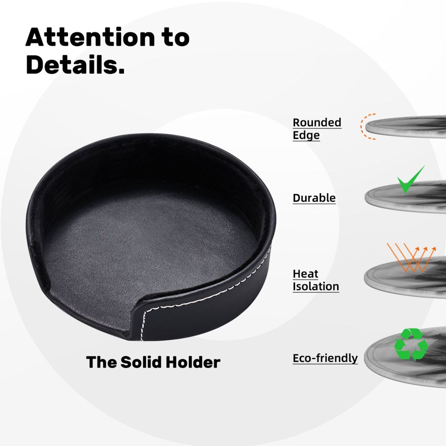 Dynamic Figure Silhouette Round Leather Coaster Set - Creative Non - Slip Heat - Resistant Coasters (With Storage Tray, Diameter 10cm)