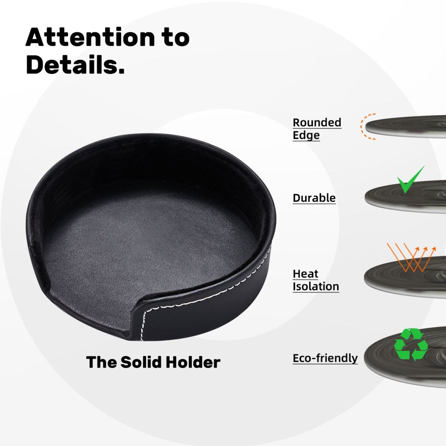 Artistic Dancer Round Leather Coaster Set - Creative Non - Slip Heat - Resistant Coasters (With Storage Tray, Diameter 10cm)