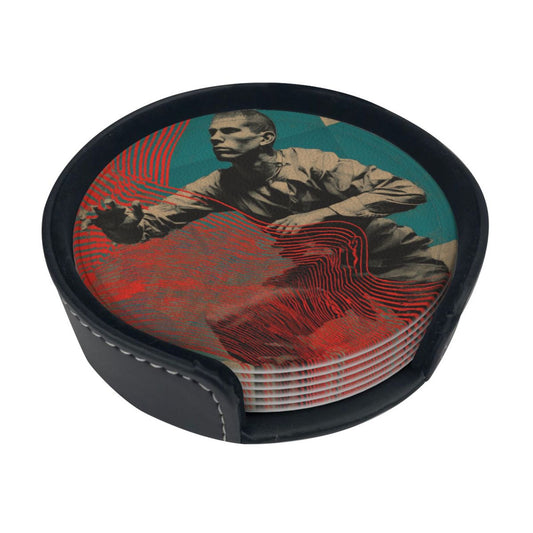 Personalized Artistic Round Leather Coaster (Diameter 10cm, Thickness 0.3cm)