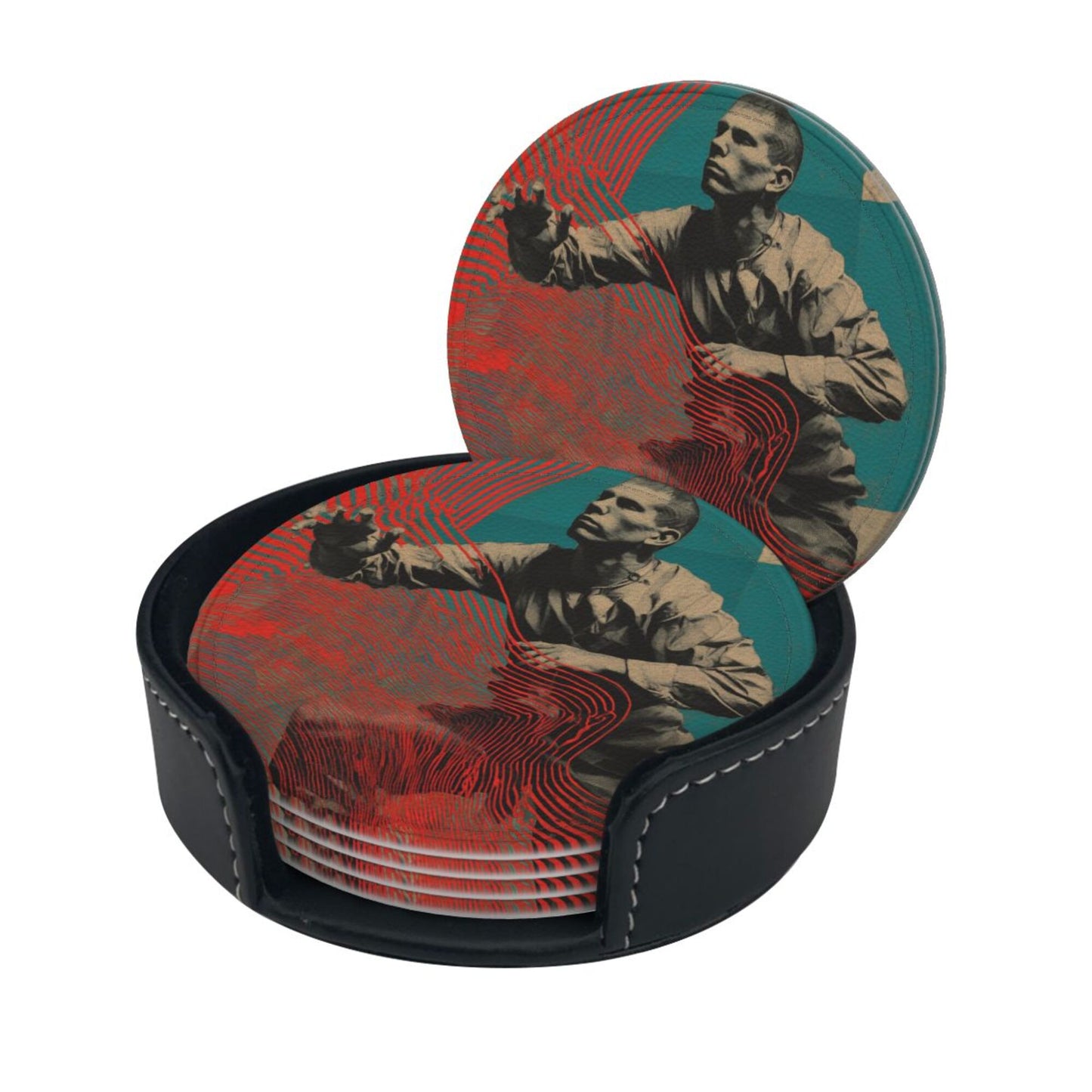 Personalized Artistic Round Leather Coaster (Diameter 10cm, Thickness 0.3cm)