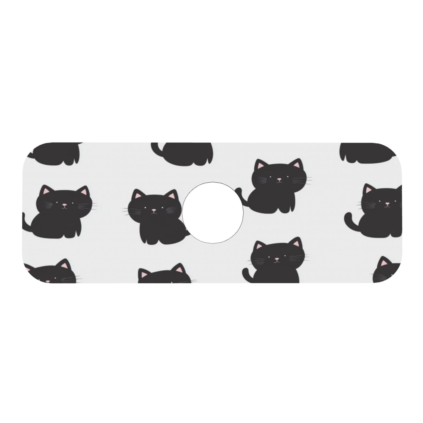 Cute Black Cat Printed Faucet Absorbent Mat, Cuttable Anti - Slip & Waterproof Sink Mat (Size 15in×5.5in, Hole Diameter 2.5in )