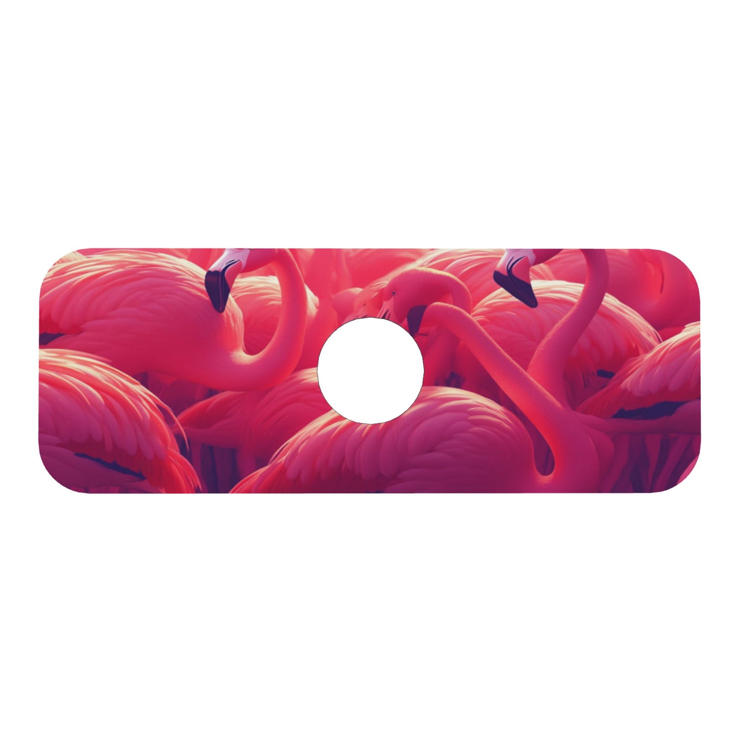 Flamingo Printed Faucet Absorbent Mat, Cuttable Anti - Slip & Waterproof Sink Mat (Size 15in×5.5in, Hole Diameter 2.5in )