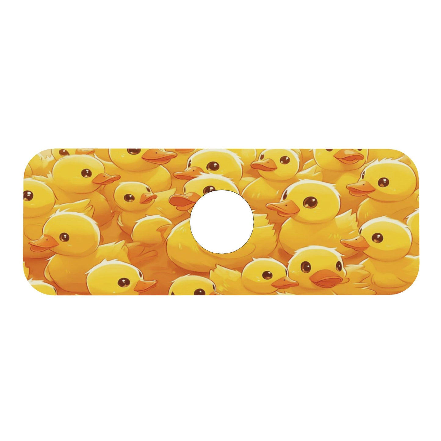 Little Yellow Duck Printed Faucet Absorbent Mat, Cuttable Anti - Slip & Waterproof Sink Mat (Size 15in×5.5in, Hole Diameter 2.5in )