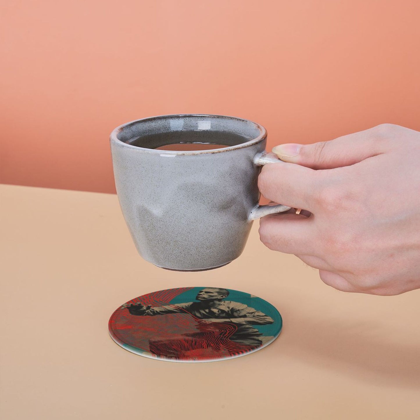 Personalized Artistic Round Leather Coaster (Diameter 10cm, Thickness 0.3cm)