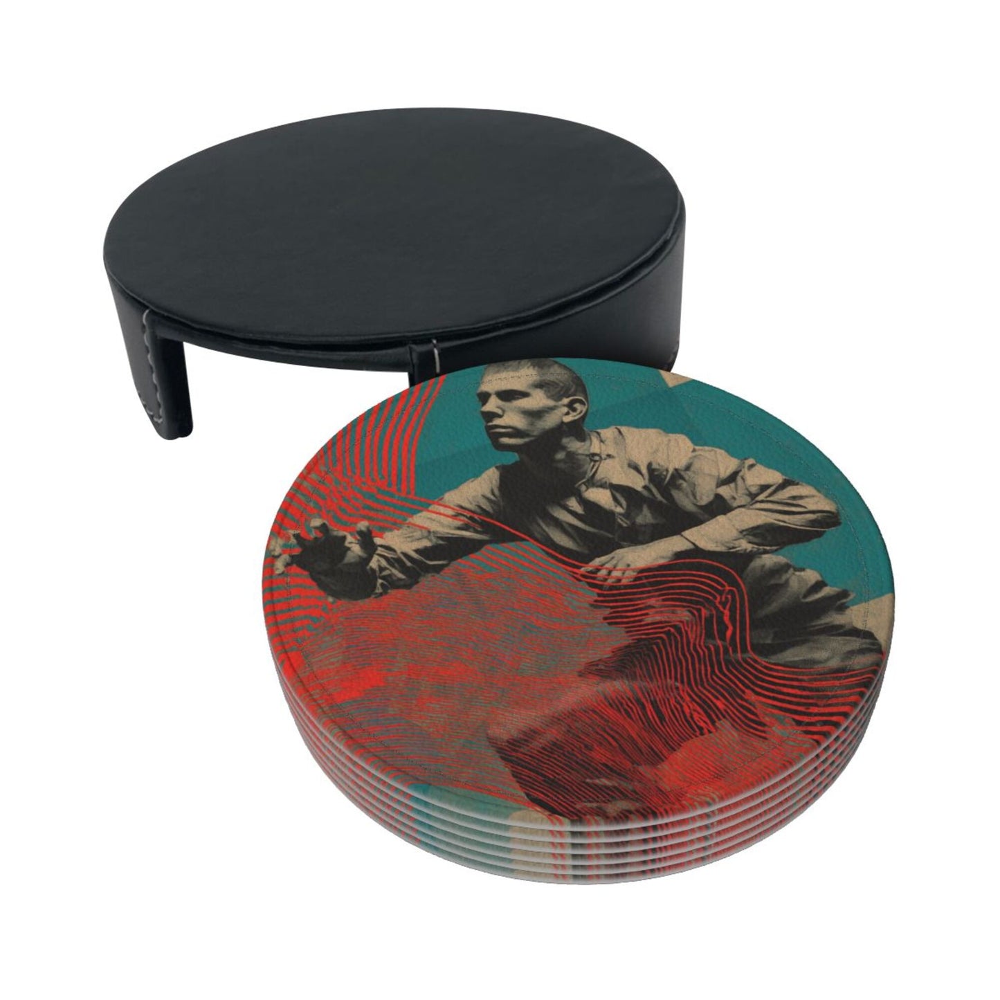 Personalized Artistic Round Leather Coaster (Diameter 10cm, Thickness 0.3cm)