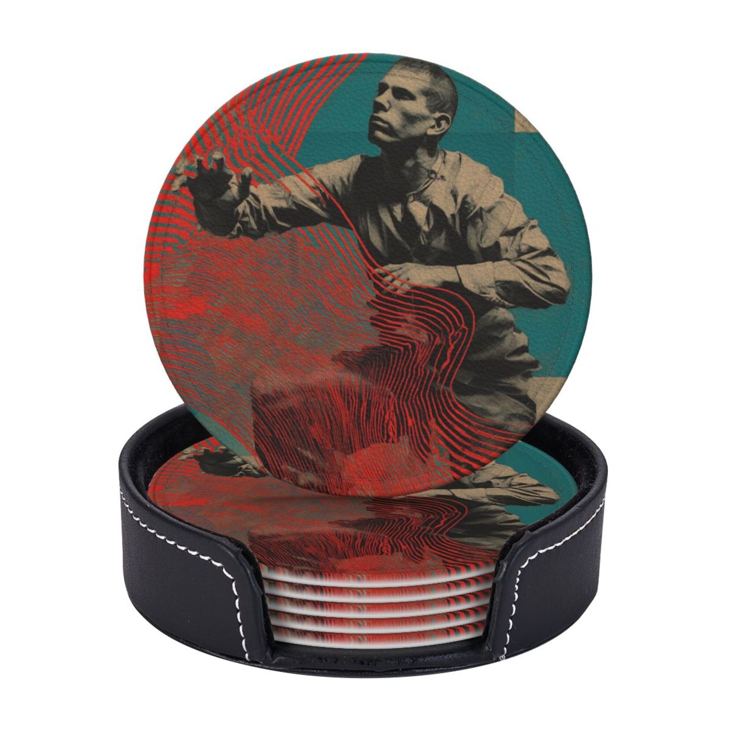 Personalized Artistic Round Leather Coaster (Diameter 10cm, Thickness 0.3cm)