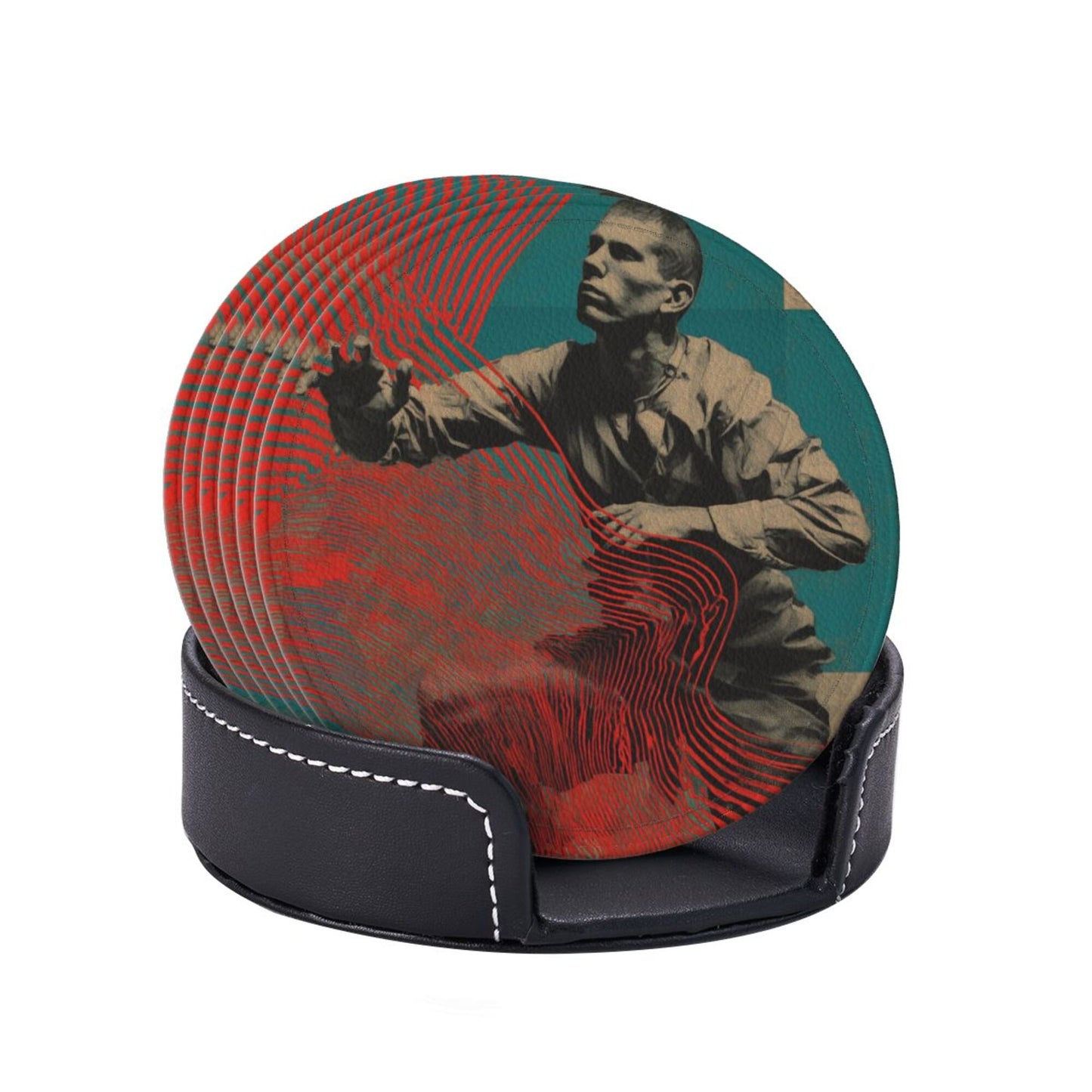 Personalized Artistic Round Leather Coaster (Diameter 10cm, Thickness 0.3cm)