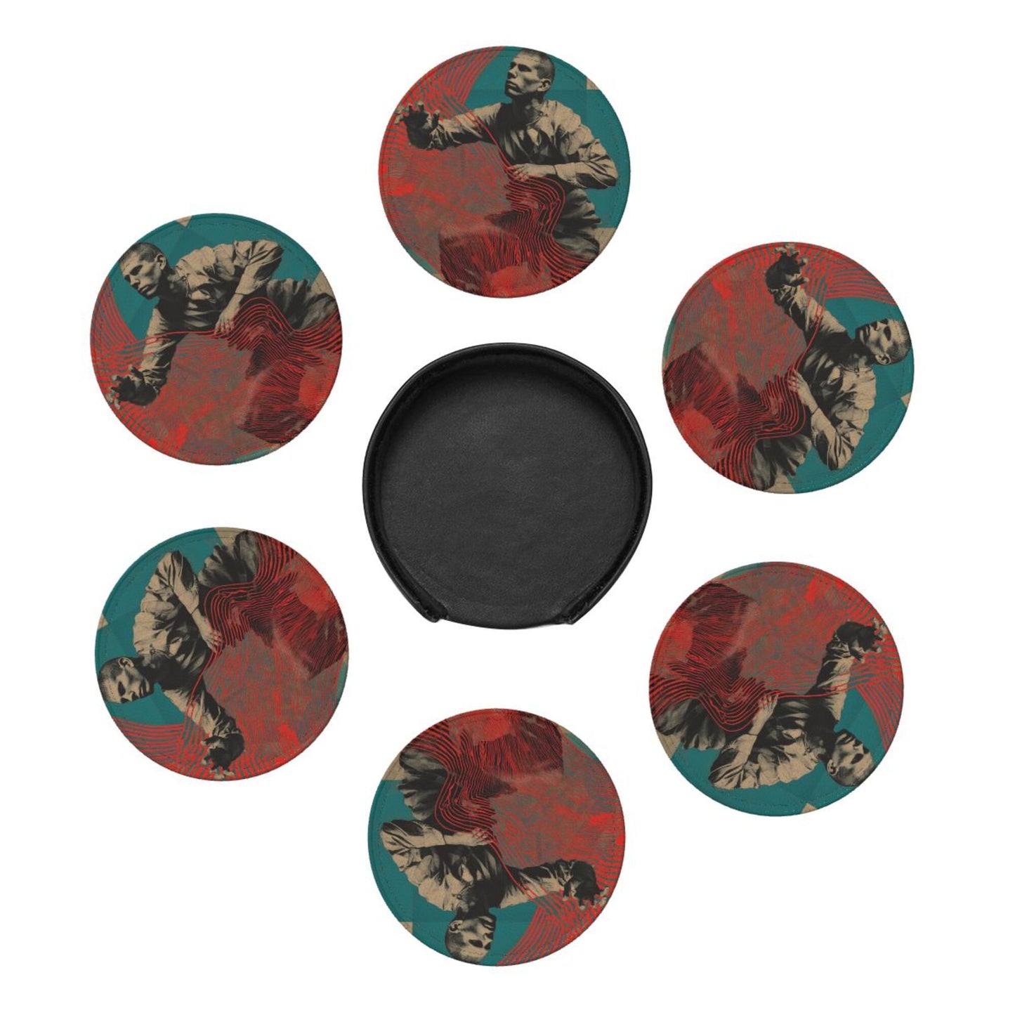 Personalized Artistic Round Leather Coaster (Diameter 10cm, Thickness 0.3cm)