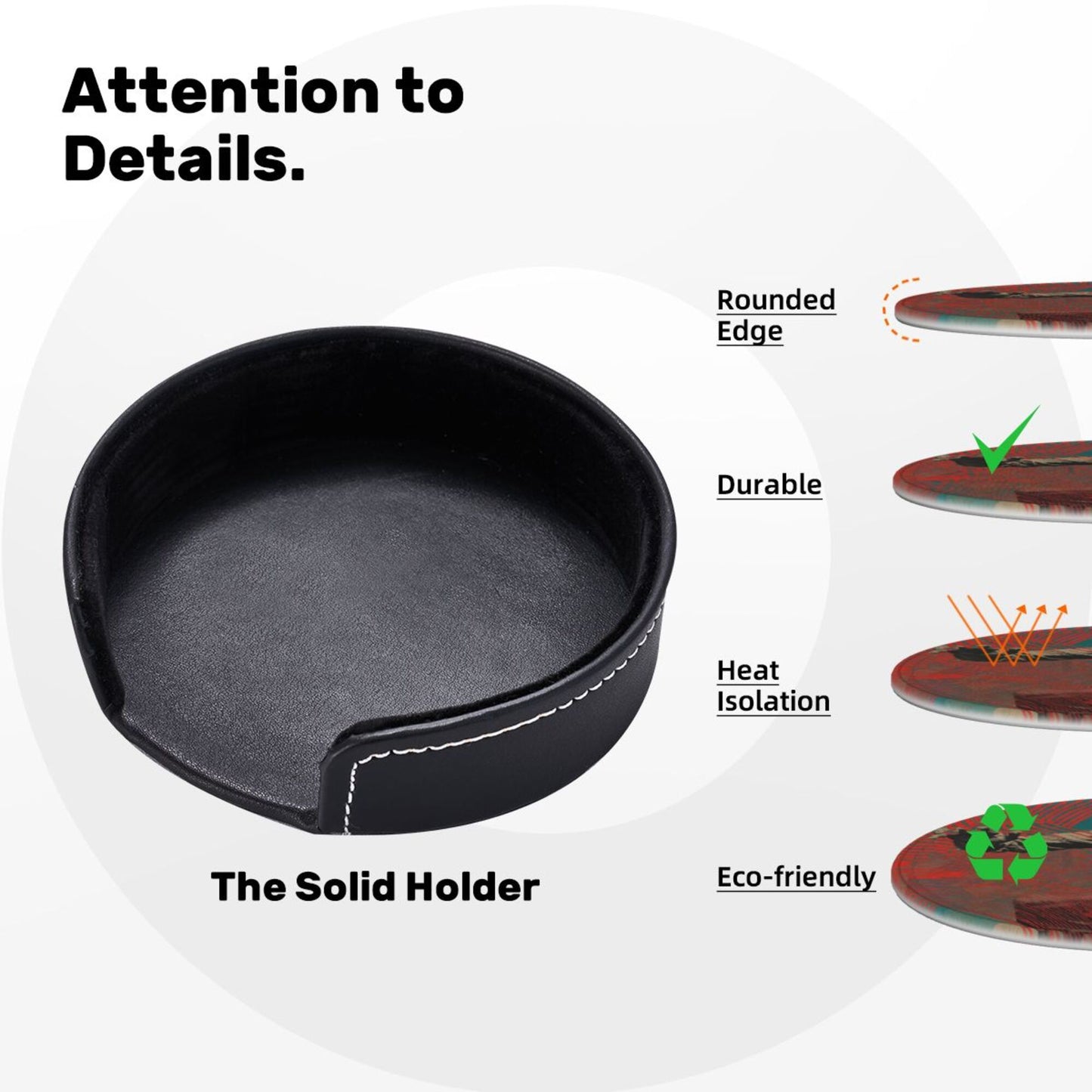 Personalized Artistic Round Leather Coaster (Diameter 10cm, Thickness 0.3cm)